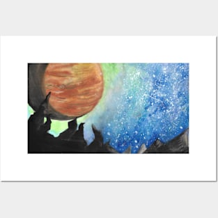 Watercolour space scene 20/10/23 Posters and Art